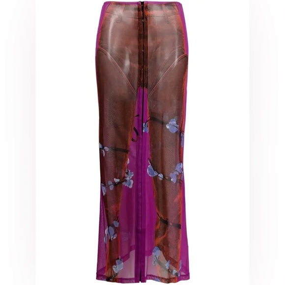 Y/Project x Jean Paul Gaultier Edition Trompe L’Oeil Sheer Maxi Skirt IT38/Small - Picture 2 of 7